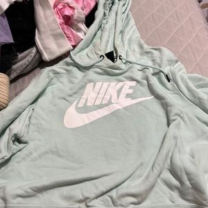 nike teal cropped hoodie